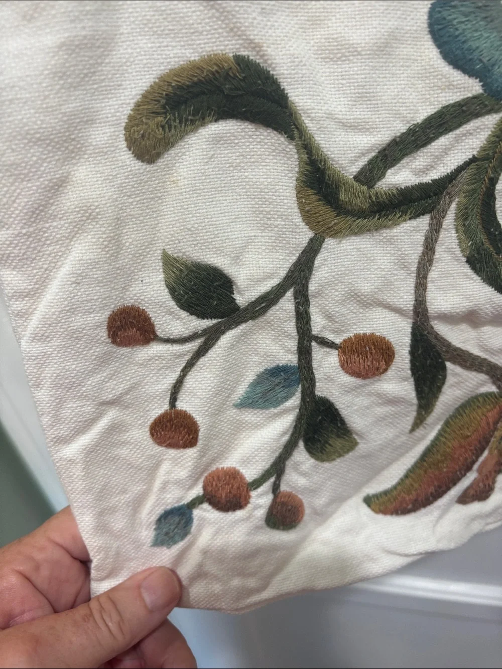 Pottery Barn Floral embroidered pillow cover